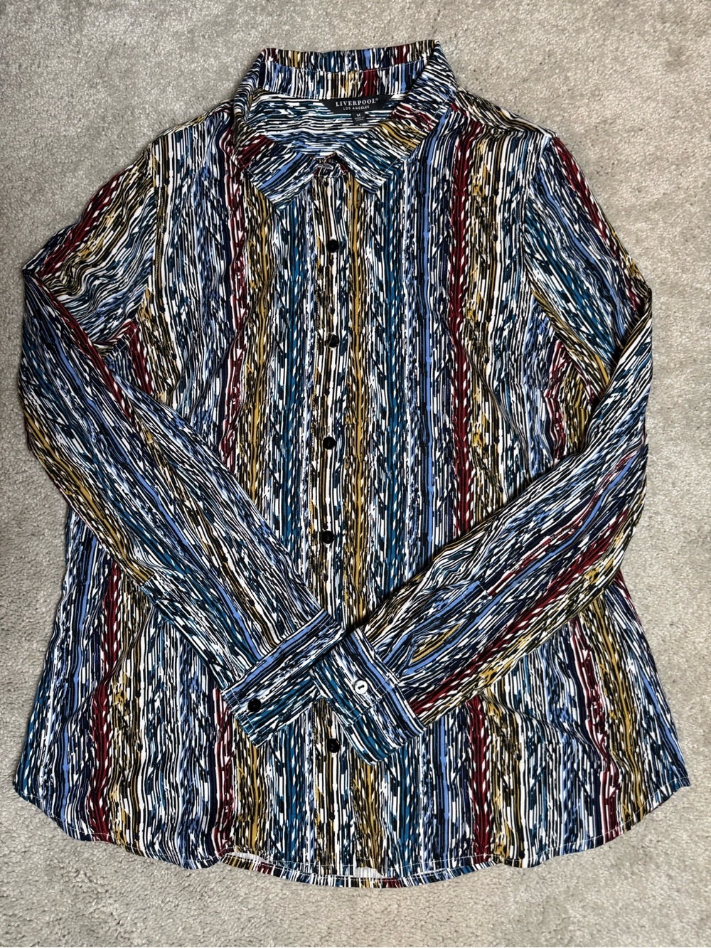Liverpool Multicolor Striped Button-Down Shirt - Blue/Red/Gold